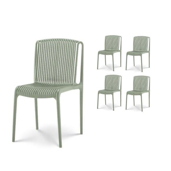 Kosmi Lot de 4 chaises de Jardin ou Terrasse Vertes en Résine Polypropylène