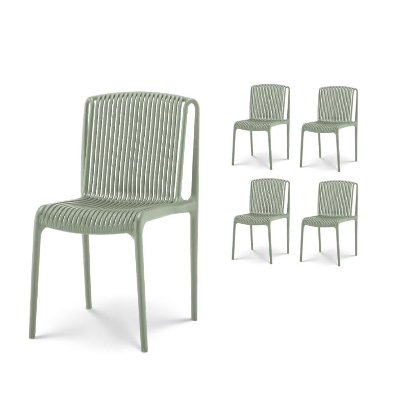 Kosmi Lot de 4 chaises de Jardin ou Terrasse Vertes en Résine Polypropylène