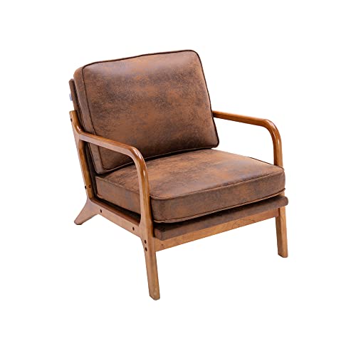 Fauteuil d Fauteuil d'appoint moderne avec cadre en bois pour salon, chambre à coucher, bureau ou café
