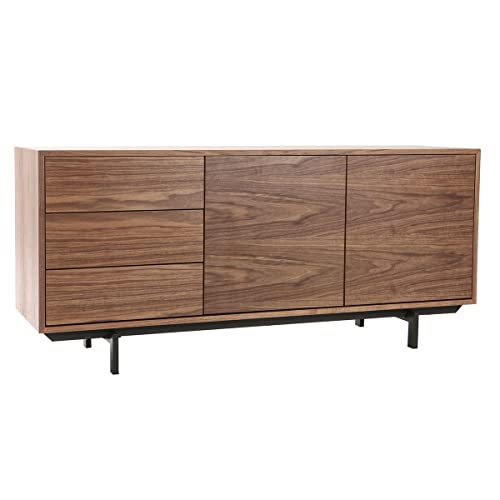 Miliboo Buffet Vintage en Bois foncé Noyer 2 Portes 3 tiroirs L160 cm Manny