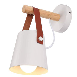 Applique Murale LED Industrielle éclairage Wall Light Luminaire Avec E27 Prise pour House,Métal Style En Fer Forgé Bois Ceinture Bar, Restaurants, Café, Chambre d'enfant,Club de Décoration (Blanc)