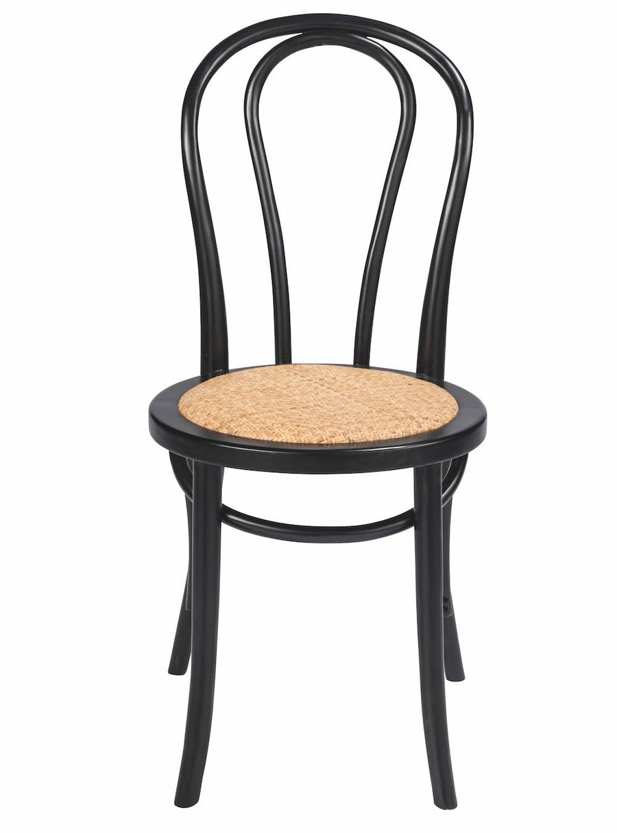Chaise de bistrot Levis - Noire - Assise tressée