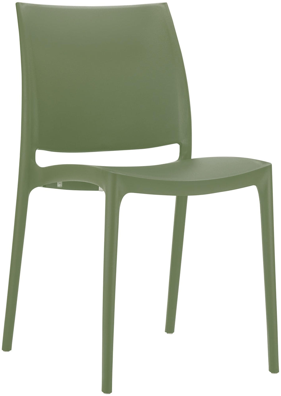 Chaise D Chaise D'Extérieur Empilable Maya en Plastique I Chaise De Balcon Résistante Aux UV I Siege De Terrasse Hydrofuge, Couleur:Olive