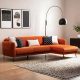 Menzzo Canapé d'angle à Droite Convertible avec 3 Coussins Vesna Velours Orange