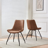 B&D Home Chaises de Salle à Manger Mats (Lot de 2) | Chaise rembourrée pour Cuisine, salon, Salle à Manger, Bureau | Design Industriel | Aspect Daim Brun, 11122-BRAU-2