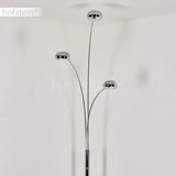 Lampadaire Nikkala, lampe sur pied en métal/verre en couleur chrome/blanc, luminaire au design moderne, abat-jour réglable, interrupteur on/off sur le boîtier, hauteur 240 cm, 3 x E14, sans ampoules
