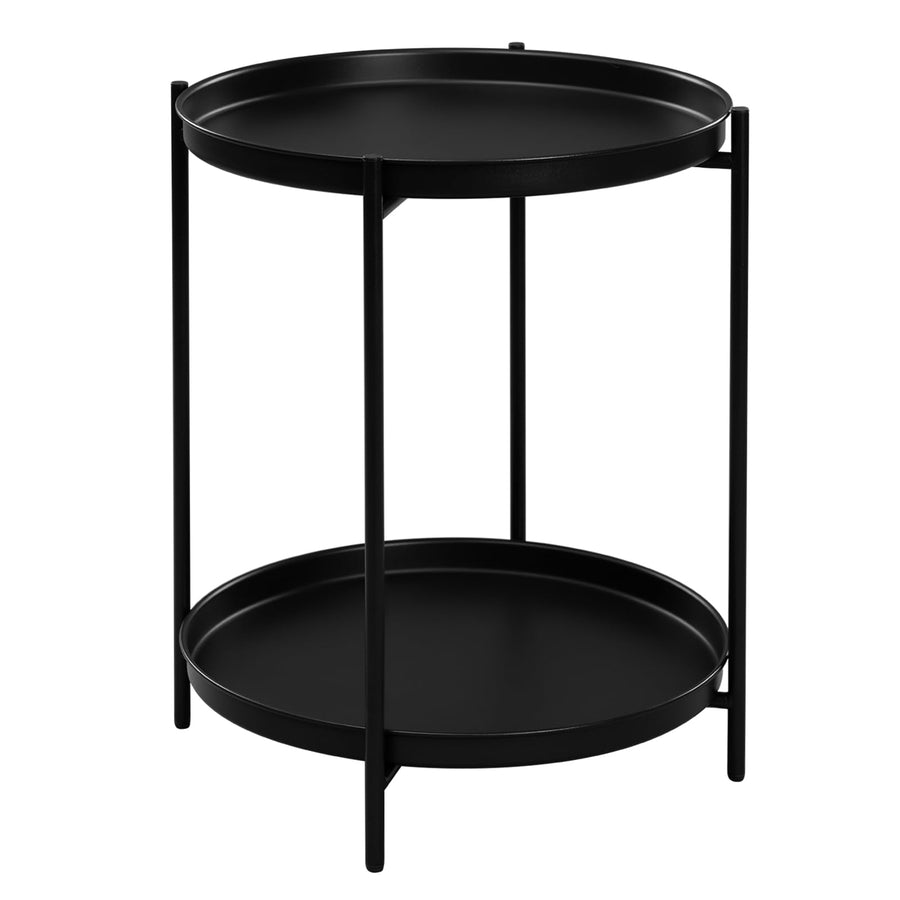 WOLTU Table Basse Ronde, Table d WOLTU Table Basse Ronde, Table d'Appoint, Table Salon, Petite Table Basse avec 2 Plateaux Amovibles, Table de Chevet, en Métal, Noir, BTS17sz