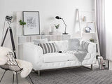 Canapé Fixe 2 Places Style Chesterfield Capitonnés en Cuir PU Blanc avec Pieds en Acier Inox Top Tendance pour Salon Chic et Glamour Beliani