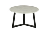 byLIVING Table Basse Cross/Plateau de Table en marbre Blanc/Structure en métal Noir/Table Basse/Table de Salon/Table Ronde/diamètre 75 x Hauteur 46 cm