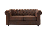 Vente-unique - Canapé 2 Places Chesterfield en Microfibre Aspect Cuir Vieilli