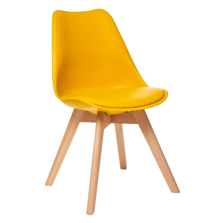 Atmosphera Créateur d Atmosphera Créateur d'Intérieur - Chaise Baya Jaune - Plastique et Hêtre - Salle à Manger, Cuisine, Bureau, Salon - Confortable Coussin Intégré