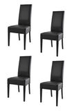 Tommychairs - Set 4 chaises LUISA pour cuisine, bar et salle à manger, robuste structure en bois de hêtre peindré en noir, assise et dossier rembourrés et revêtus en cuir artificiel couleur noir