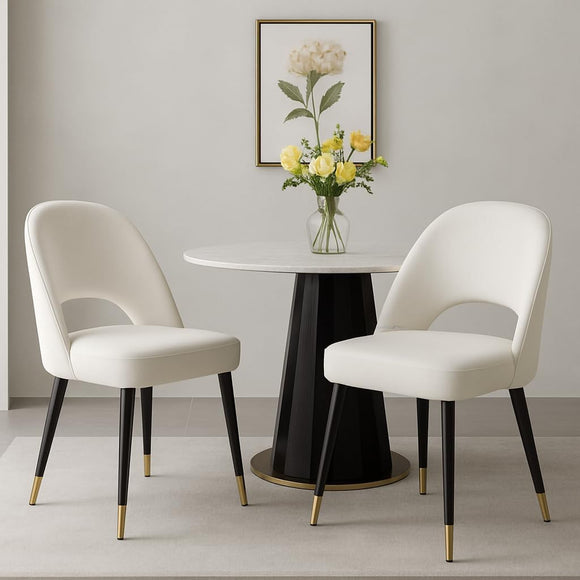 chairus Chaises de Salle à Manger sans Accoudoirs Lot de 2 Chaise de Bureau en Velours Moderne Chaise Rembourrée pour Cuisine Salon (Beige-2)