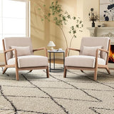 EBELLO Fauteuil de salon avec Cadre en Bois et Coussin, Beige