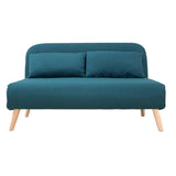 Miliboo Chauffeuse 2 Places Convertible en Tissu Bleu Canard et Bois Clair AMIKO