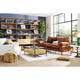 Canapé 3 Places en Cuir Aspect Vieilli Marron Cognac et métal Noir Dory