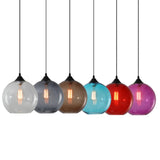 Suspension boule de verre simple, suspension industrielle vintage E27 Loft Bar Plafonnier, mini lustre globe 1 lumière pour cuisine salle à manger chambre (marron)