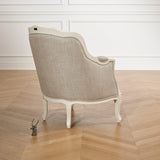 Robin des bois - Victor : Fauteuil bergère en Bois Massif et Lin Premium Blanc