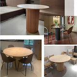 Table de salle à manger ronde en bois de pin avec socle en bois – Parfaite pour la cuisine, la salle à manger ou le restaurant – Design élégant et simple en bois massif – Idéal pour les pauses café de