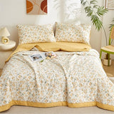 Odot Couvre Lit Matelassé 2 Personnes Été Réversible Dessus de Lits et Couvre-Lits Boutis Doux et Confortable Coton Jeté de Lit Matelassage Jeté de Canapé (Jaune,150x200cm)