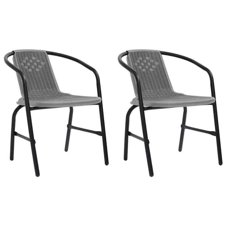 vidaXL 2X Chaises de Jardin Fauteuils de Patio Chaises de Terrasse Sièges de Salle à Manger d'Extérieur Plastique Rotin et Acier 110 kg