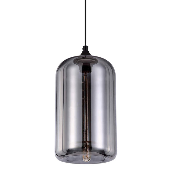 Luminaire Soho, suspension verre mercurisé, 40 W, gris, ø 28 x H 18 cm