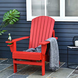 Outsunny Fauteuil de Jardin Adirondack Grand Confort Porte-gobelet intégré Bois de Sapin traité Peint Rouge