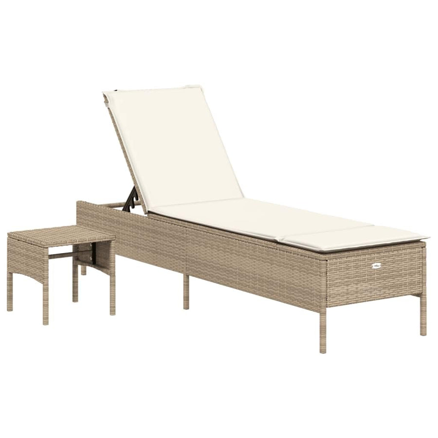 vidaXL Chaise Longue avec Table et Coussin Beige résine tressée, transat, lit de Repos de Jardin, Meuble d vidaXL Chaise Longue avec Table et Coussin Beige résine tressée, transat, lit de Repos de Jardin, Meuble d'extérieur, Chaise Longue d'extérieur