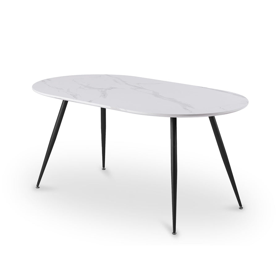 Mobilier-Deco Daniela - Table à Manger Design Ovale Effet marbre Blanc Mobilier-Deco Daniela - Table à Manger Design Ovale Effet marbre Blanc