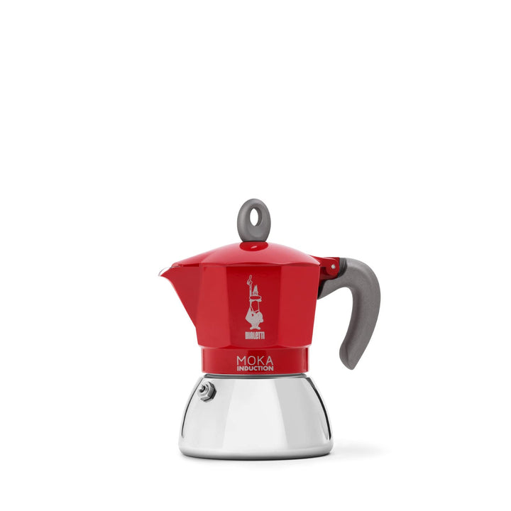Bialetti - Moka Induction, Cafetière Moka, Convient à Tous Les Types de Plaques de Cuisson, 4 Tasses d'Espresso (150 Ml), Rouge
