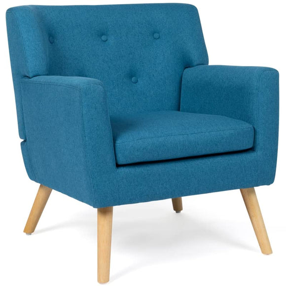 IDMarket - Fauteuil scandinave LIV en Tissu Bleu Canard