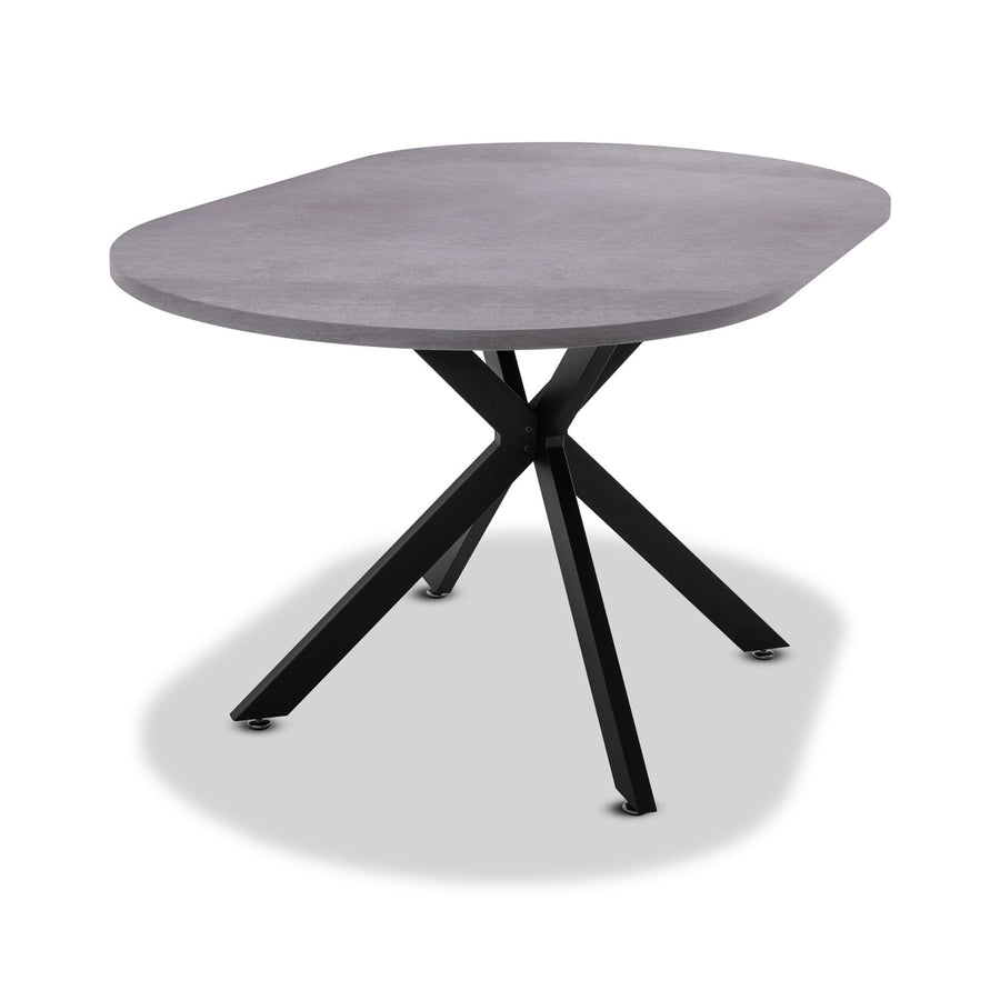 FRANKYSTAR Marui Small - Table à manger ovale en bois et métal avec pied central Kiso 150x90 cm - gris