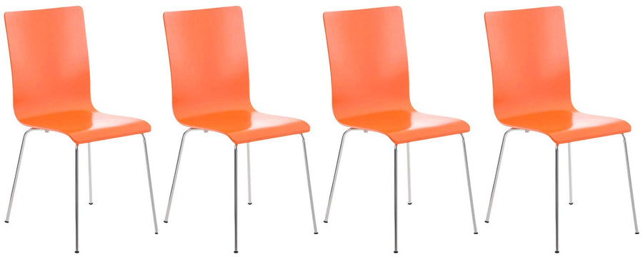 CLP Lot De 4 Chaises Pepe avec Assise en Bois I Chaises De Salle D CLP Lot De 4 Chaises Pepe avec Assise en Bois I Chaises De Salle D'Attente avec Pieds en Métal, Couleur:Orange