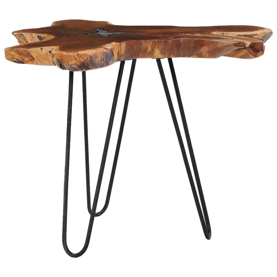 vidaXL Table Basse Table d vidaXL Table Basse Table d'Appoint Table de Salon Bout de Canapé Maison Intérieur Salle de Séjour 70x45 cm Polyrésine Bois de Teck Massif