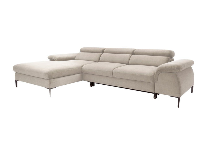 Vente-Unique - Canapé d Vente-Unique - Canapé d'angle Gauche Convertible en Velours Beige SEPINA