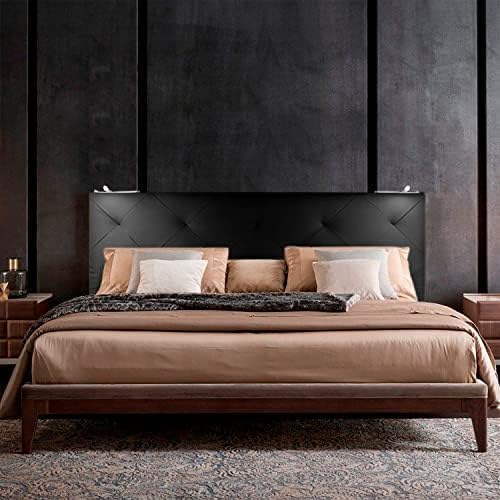 P17- Tête de Lit en Simili Cuir | 2 Lampes | Traitement: Losange | Dimensions: 160 x 60 cm | Couleur: Noir P17- Tête de Lit en Simili Cuir | 2 Lampes | Traitement: Losange | Dimensions: 160 x 60 cm | Couleur: Noir