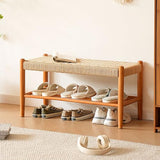 CVERTHAF Banc à Chaussures en Bois Massif avec Coussin de siège en rotin, Tabouret à Chaussures créatif pour entrée, Banc de Rangement Multifonctionnel pour Chaussures (Taille : 23,6/31,5 Pouces)