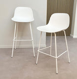 ALTEREGO Tabouret Snack mi-Hauteur Design Blanc 47x42,5x90 cm