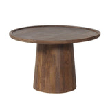 Meublorama Table Basse Ronde en Bois Massif Collection Jakarta - Style Ethnique et Design - Diamètre 65cm
