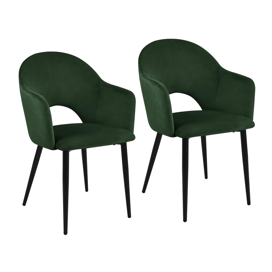 SVITA Hailey Lot de 2 chaises de Salle à Manger fauteuils de Cuisine tapissés Velours Vert foncé SVITA Hailey Lot de 2 chaises de Salle à Manger fauteuils de Cuisine tapissés Velours Vert foncé