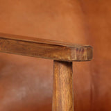 vidaXL Fauteuil Cuir Véritable avec Bois d'Acacia Marron Salle de Séjour Salon