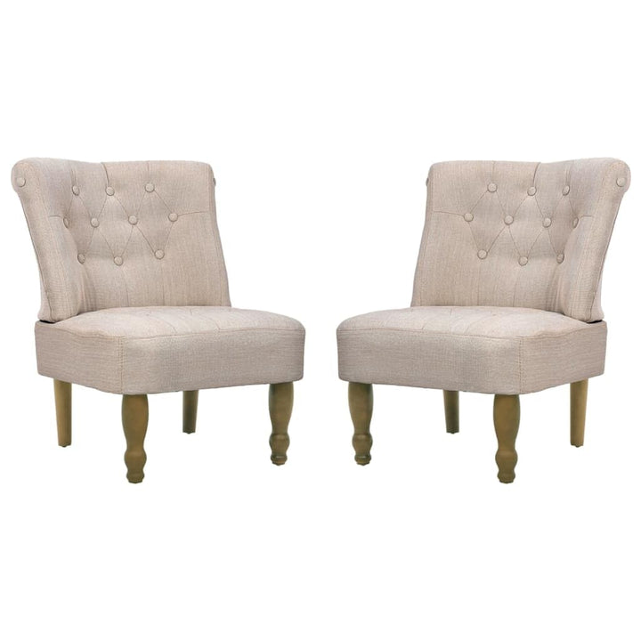 vidaXL Fauteuil de Style France 2 pcs Crème Tissu