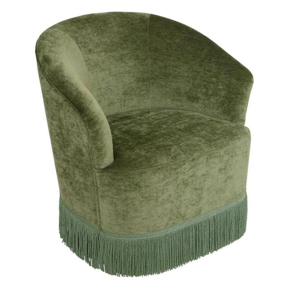 Paris Prix Atmosphera Créateur d'intérieur - Fauteuil Chenille à Franges Alanya 71cm Kaki