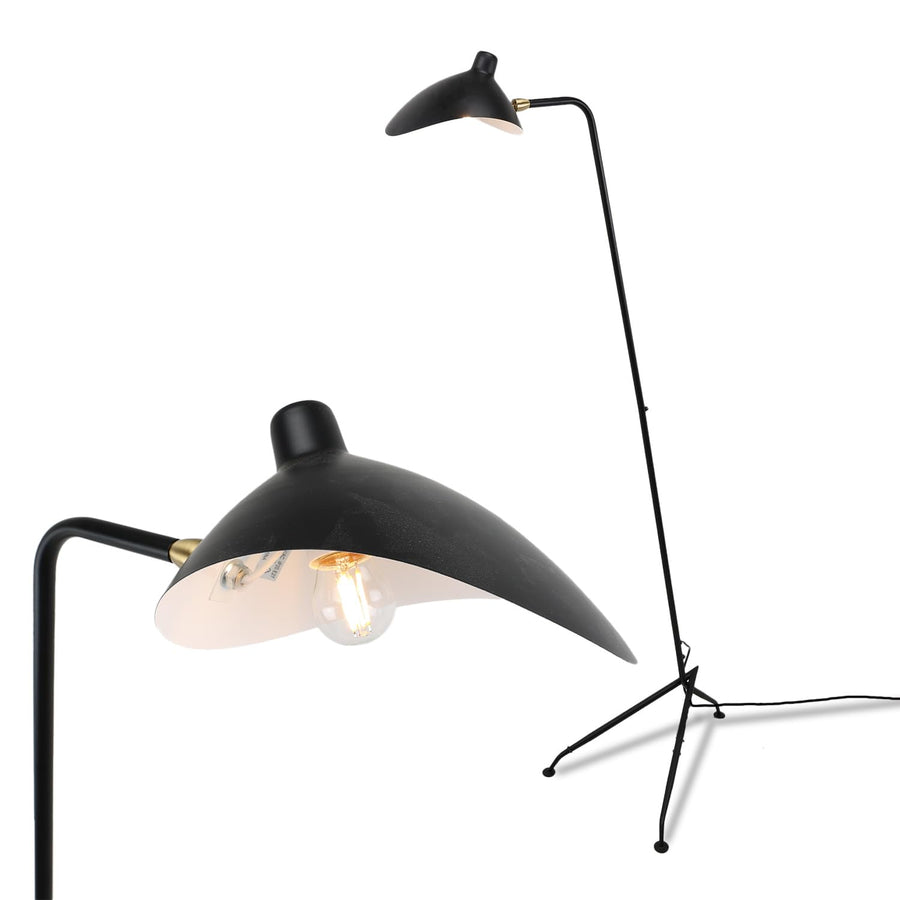 Alpinaluz Lampadaire trépied avec écran orientable - Design avant-gardiste en aluminium noir mat, culot E27, 160 cm, éclairage intérieur pour salon ou studio