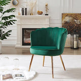 BAÏTA Fauteuil Coquillage Callista en Velours Vert Sapin et piètement métal doré