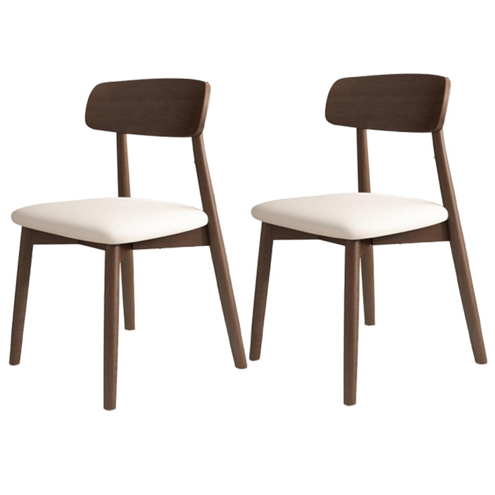 Lot de 4 chaises de salle à manger en bois massif – Assise rembourrée sans accoudoirs pour salle à manger, salon ou coiffeuse – Finition élégante blanche et noyer foncé pour une décoration d'intérieur