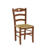 t m c s Tommychairs - Set 4 chaises Cuore pour Cuisine, Bar et Salle à Manger, Robuste Structure en Bois de hêtre peindré en Couleur Noyer Clair et Assise en Paille