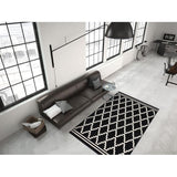 Paris Prix Tapis Imprimé Losange à Poils Courts Lina Noir 160 x 230 cm