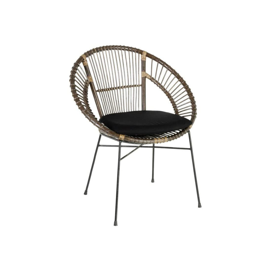 Tousmesmeubles Fauteuil Arrondi Rotin Gris/Métal - MAÏNA - L 71 x l 61 x H 87 cm - Neuf Tousmesmeubles Fauteuil Arrondi Rotin Gris/Métal - MAÏNA - L 71 x l 61 x H 87 cm - Neuf