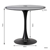 Kare Design Table Schickeria, noir, bois MDF, pied en acier, minimaliste, table a manger, table ronde pour 4 personnes, salle à manger, salon, bureau, Ø110